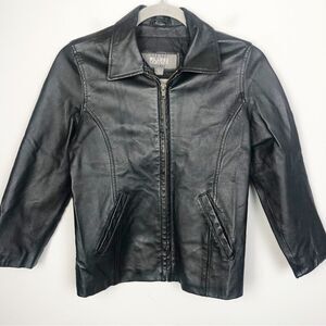 WILSONS LEATHER | Kids Black Leather Zip Front Jacket Youth Size Large